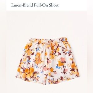 Abercrombie NWT Linen-blend pull on shorts orange floral size small